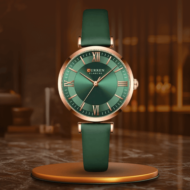 Elegant Vattentät Klocka med Läderarmband
