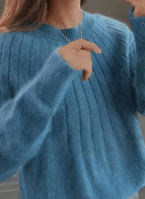 Fluffig stickad tröja i kashmir – Elegant & Varm