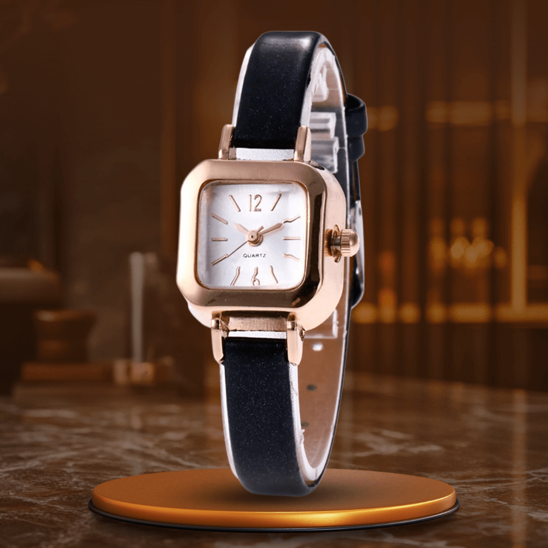 Elegant Klocka med Läderrem