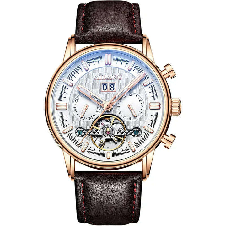 Elegant Tourbillon-klocka med läderrem