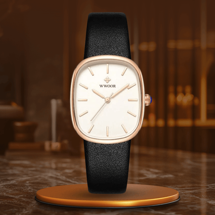 Elegant Kvartsur med Läderrem