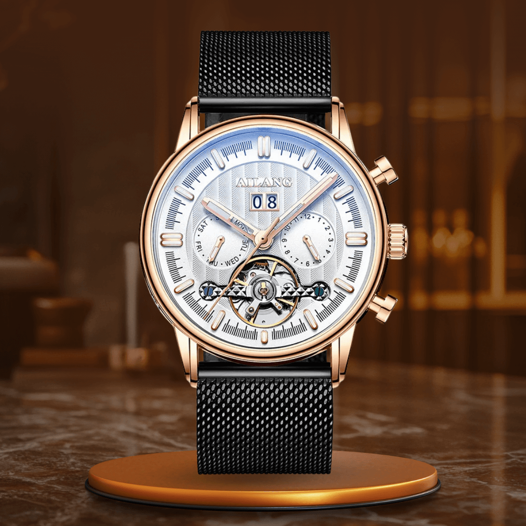 Elegant Tourbillon-klocka med läderrem
