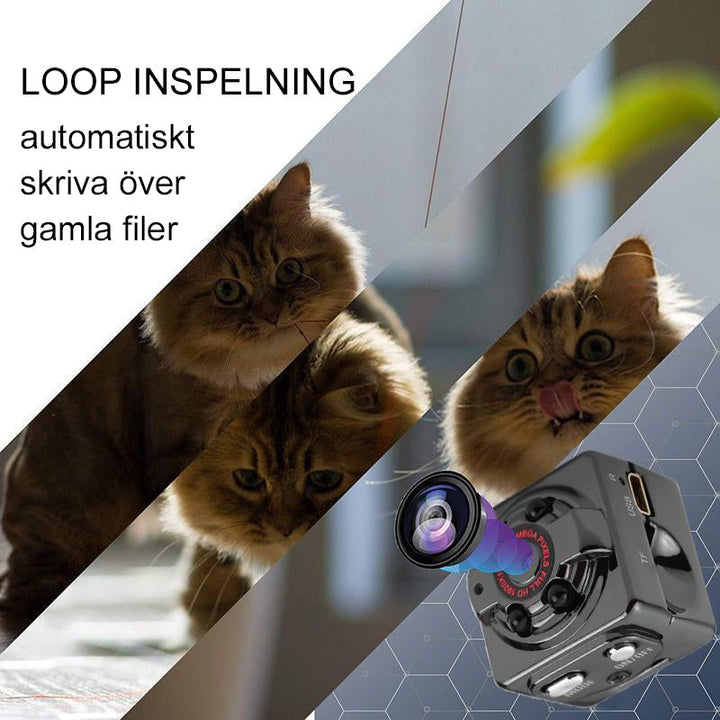 "1080P Mini bodykamera med mörkerseende, ljud och klämmor, perfekt för diskret inspelning i varje miljö."