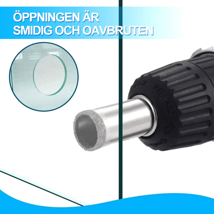 "15-pack diamantborrsats för glas, kakel och marmor, robust design, olika diametrar, idealisk för precision och hållbarhet."