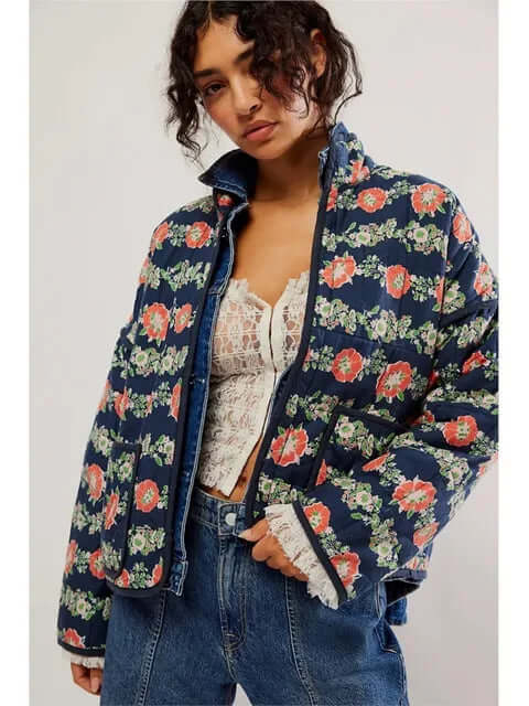 Ellen | Vintageinspirerad Quiltad Jacka med Unikt Mönster för Kvinnor