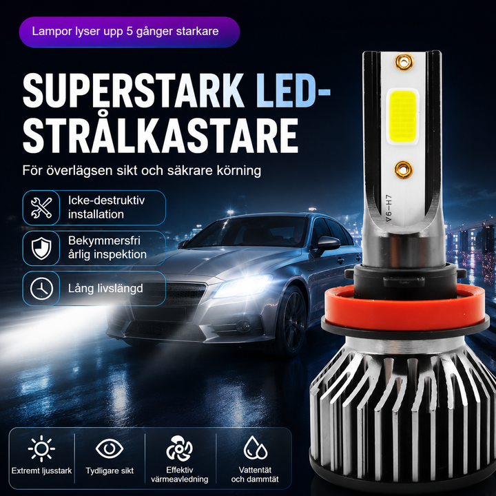 Superstarka LED-Bilstrålkastare för Överlägsen Synlighet