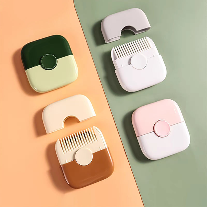 "2-i-1 hårkamtrimmer med kombinerad kam och trimmer, designad i hållbar ABS-plast, finns i flera färger."