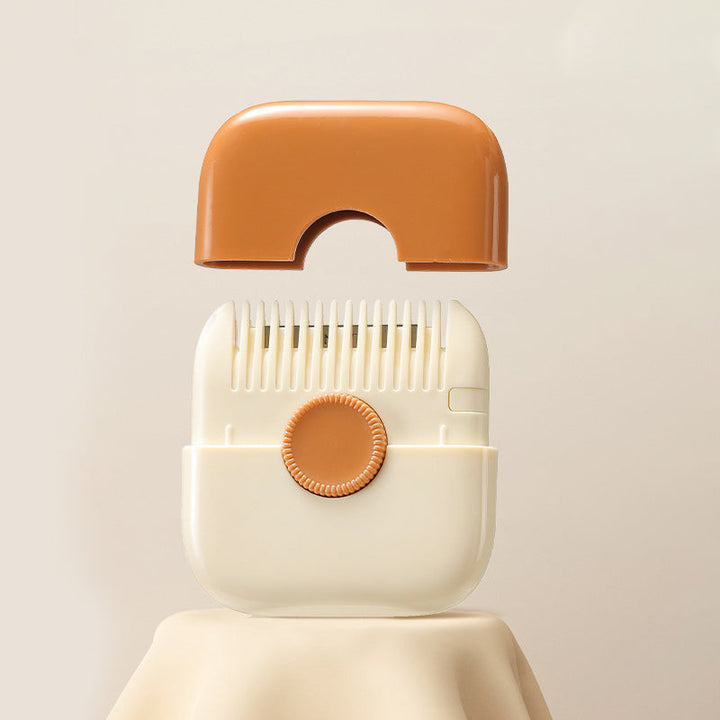 "2-i-1 hårkamtrimmer med kombinerad kam och trimmer, designad i hållbar ABS-plast, finns i flera färger."