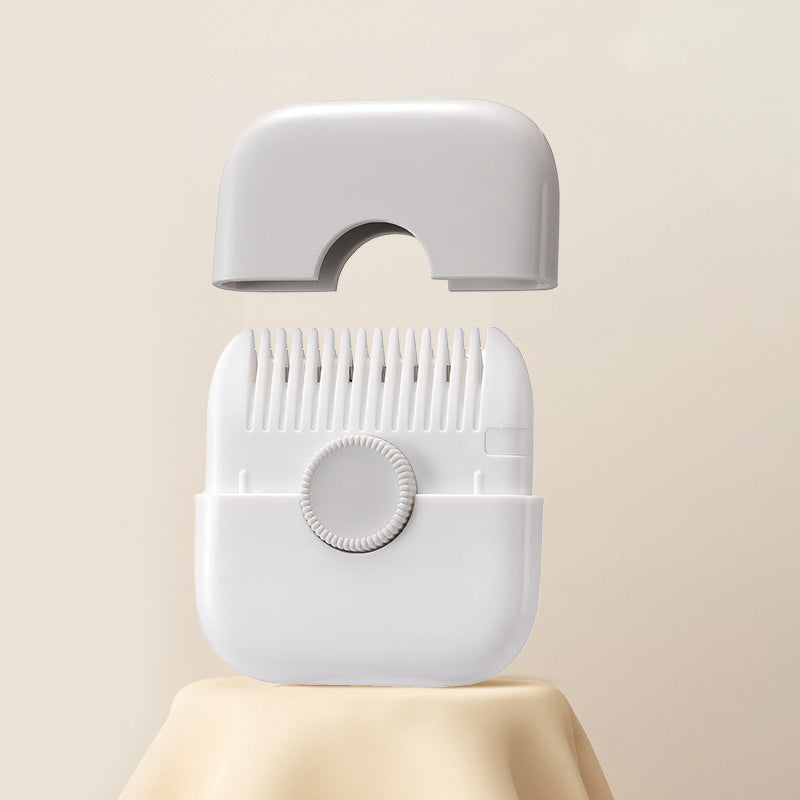 "2-i-1 hårkamtrimmer med kombinerad kam och trimmer, designad i hållbar ABS-plast, finns i flera färger."