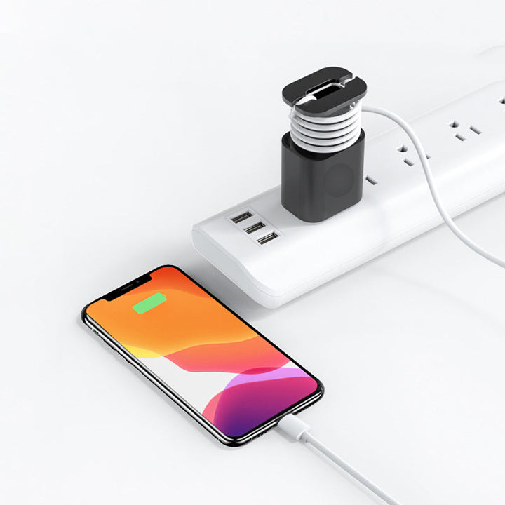"2 i 1 silikon laddarskydd för Apple laddare, rosa, grå, svart, vit. Skydd mot repor och stötar."