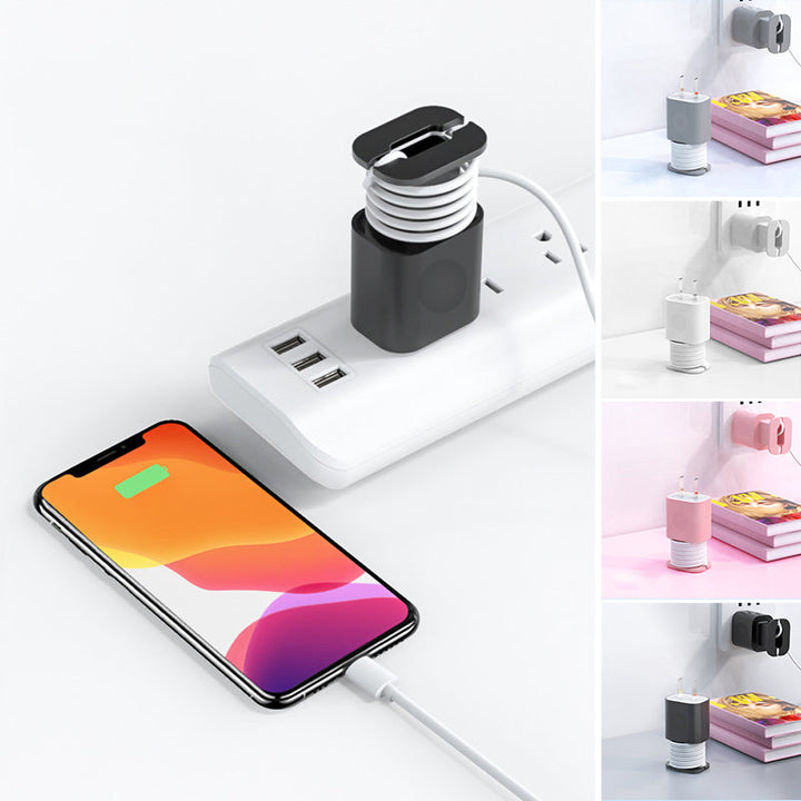 "2 i 1 silikon laddarskydd för Apple laddare, rosa, grå, svart, vit. Skydd mot repor och stötar."