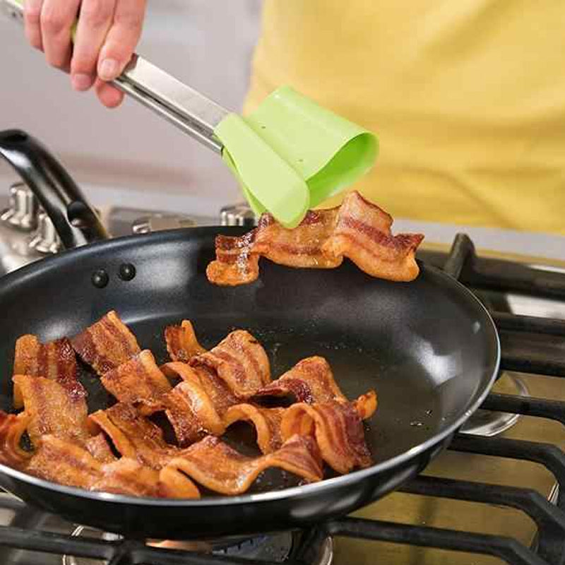 "2 i 1 spatel och tång, röd/grön silikon och rostfritt stål, köksverktyg för matlagning, non-stick, ergonomisk design"