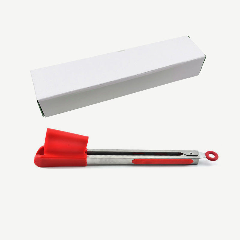 "2 i 1 spatel och tång, röd/grön silikon och rostfritt stål, köksverktyg för matlagning, non-stick, ergonomisk design"