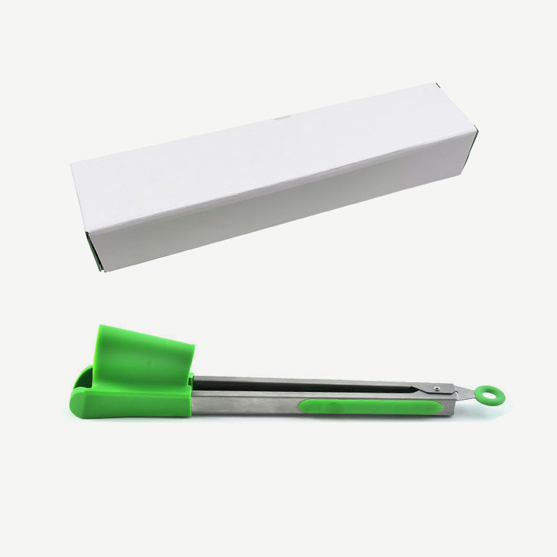 "2 i 1 spatel och tång, röd/grön silikon och rostfritt stål, köksverktyg för matlagning, non-stick, ergonomisk design"