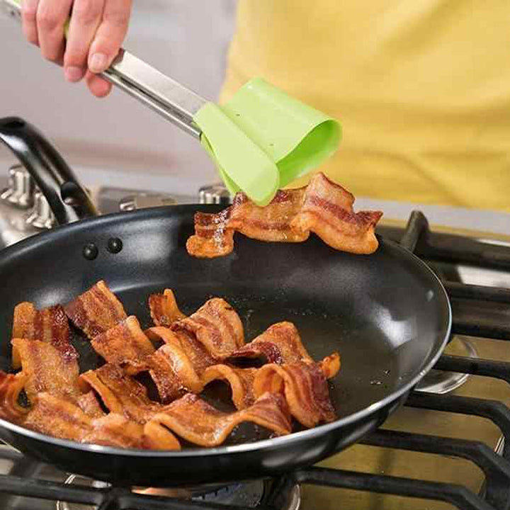 "2 i 1 spatel och tång, röd/grön silikon och rostfritt stål, köksverktyg för matlagning, non-stick, ergonomisk design"