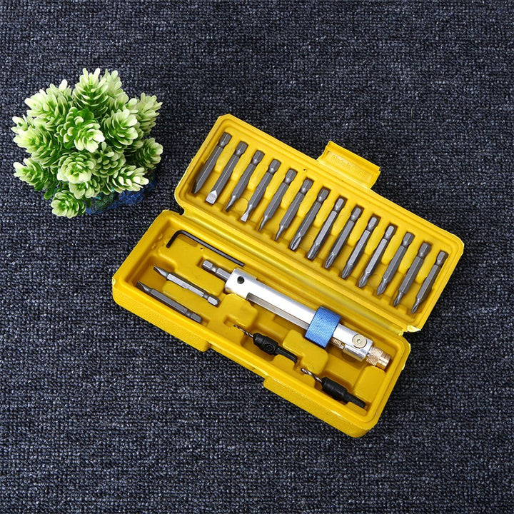 "20-delad borrskruvmejseluppsättning i legerat stål, inkl. plastlåda, perfekta för DIY-projekt, hållbara och mångsidiga."