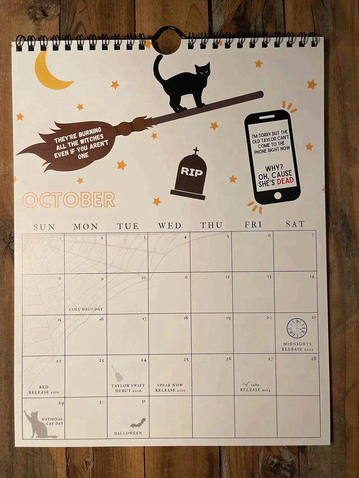 "2024 kalender med Taylor Swift låttexter, satinpapper, musikinspirerat konstverk för hem och kontor"