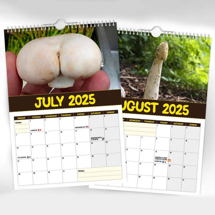 "2024 Världens Bästa Svampar Väggkalender, A4 med roliga svampbilder, perfekt present för svampfantaster och humor på väggen.