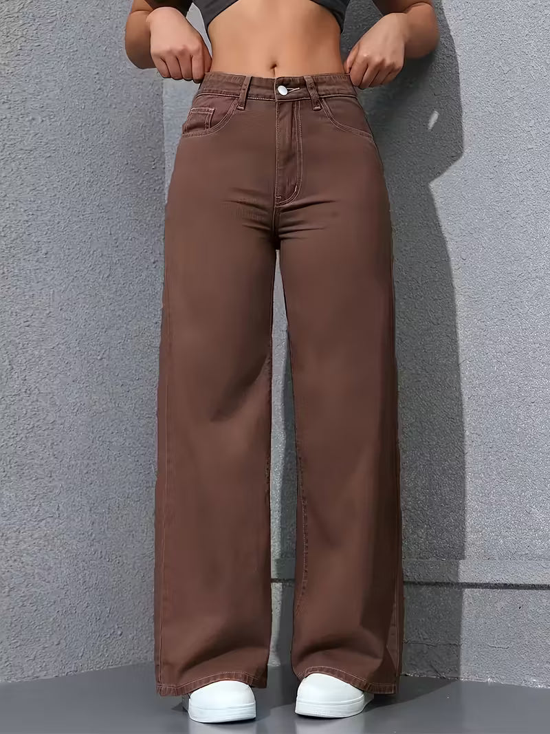 Dam Hög Midja Vida Jeans i Armégrön