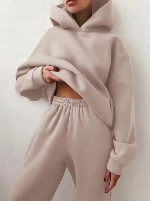 Tvådelad avslappnad lounge-set med oversized hoodie