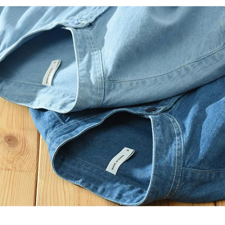 Herr Jeansskjorta i Denim med Lång Ärm