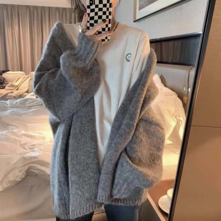 Varm och mysig tjock stickad cardigan för damer