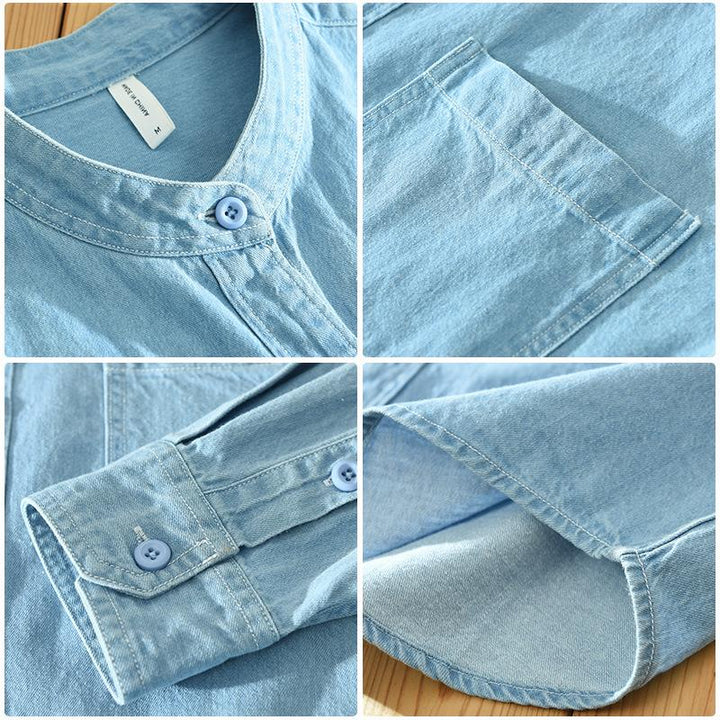 Herr Jeansskjorta i Denim med Lång Ärm