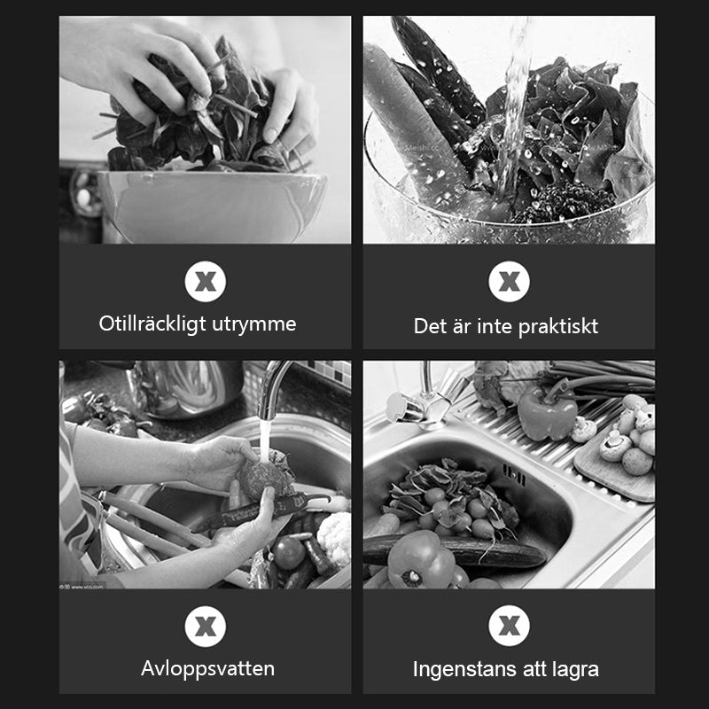 "3-i-1 hopfällbart köksredskap, skärbräda, tvättkorg, avloppskorg, multifunktionell och kompakt, PP+TPR-material"
