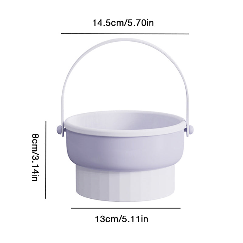 "3-i-1 makeupborstrengöringsskål med texturerad design för effektiv rengöring, torkning och förvaring av borstar."