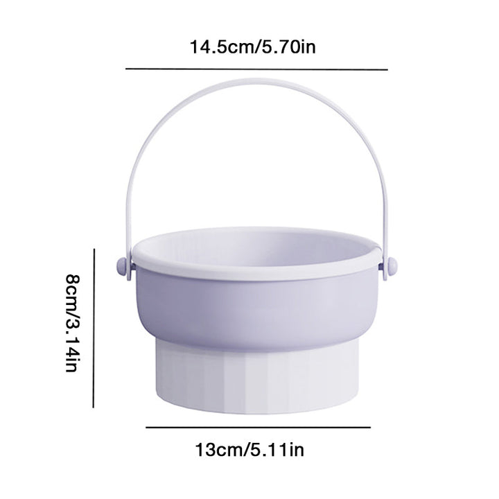 "3-i-1 makeupborstrengöringsskål med texturerad design för effektiv rengöring, torkning och förvaring av borstar."
