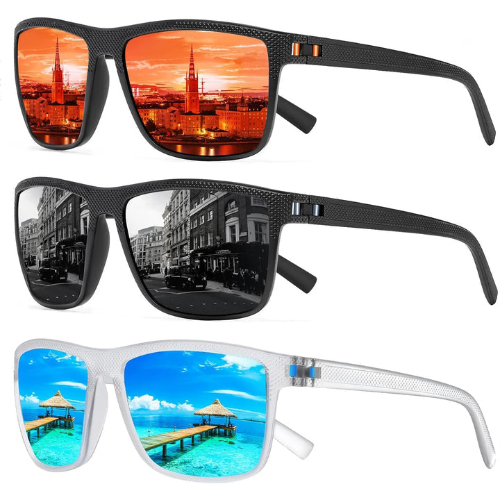 3-pack Solvion unisex polariserade solglasögon med UV400-skydd. Perfekta för sommar och utomhusaktiviteter.