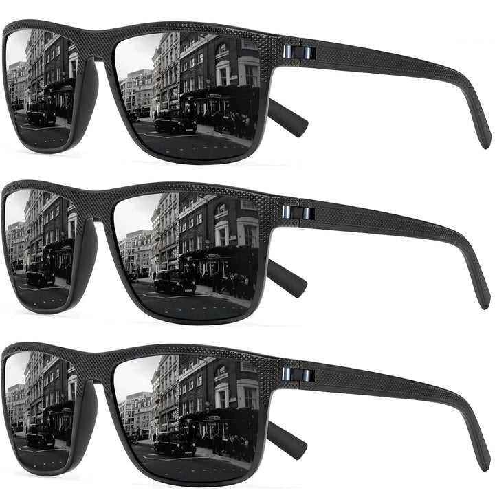 Solvion 3-pack unisex polariserade solglasögon i olika färger, Wayfarer-stil för sommar och utomhus.
