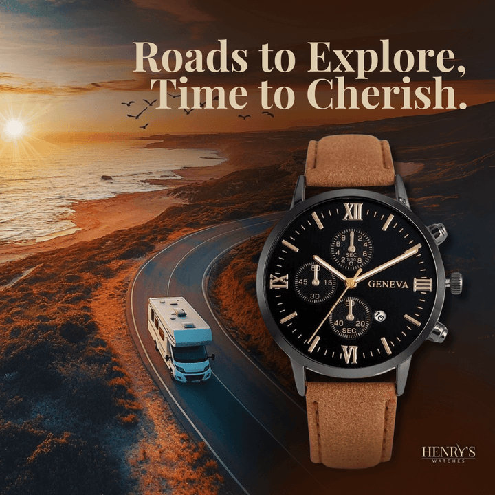 Elegant Analog Quartz Watch with Leather Strap