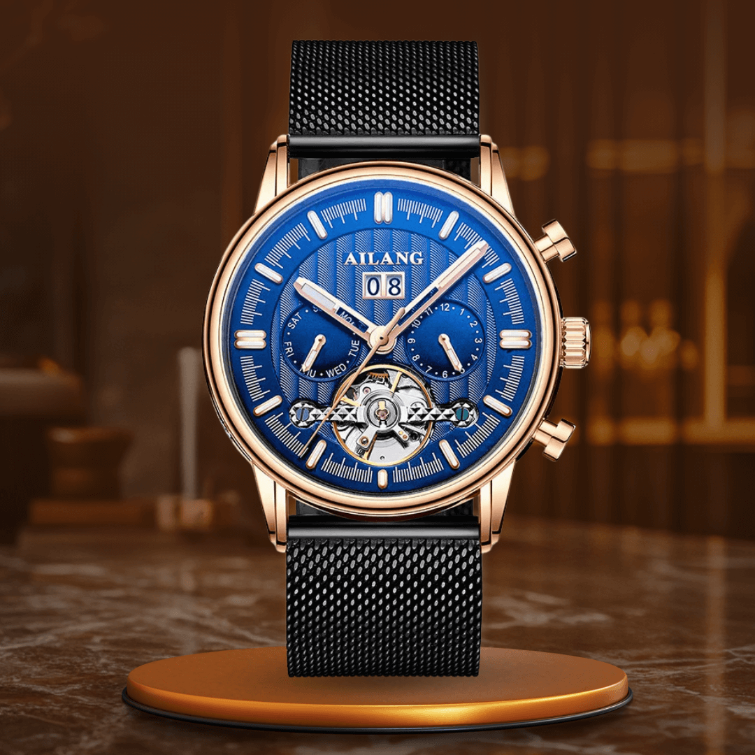 Elegant Tourbillon-klocka med läderrem