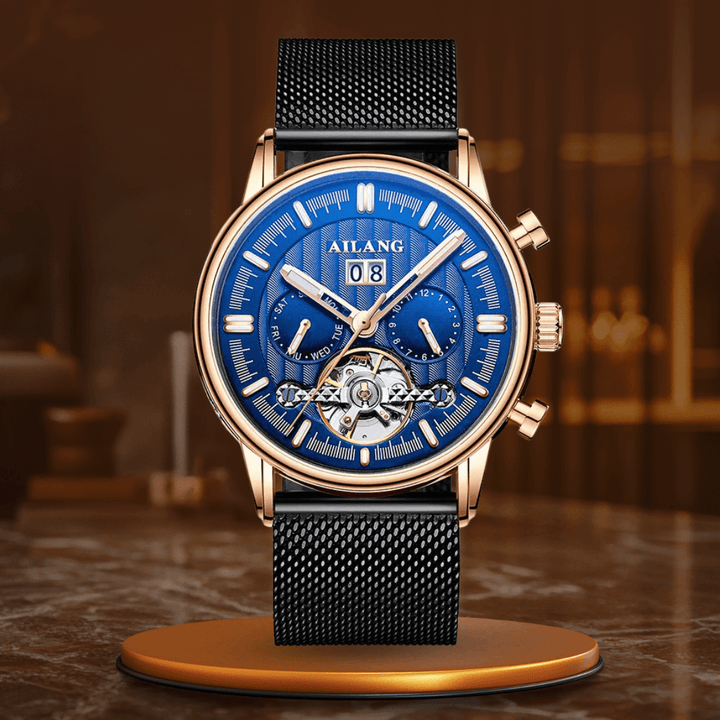 Elegant Tourbillon-klocka med läderrem
