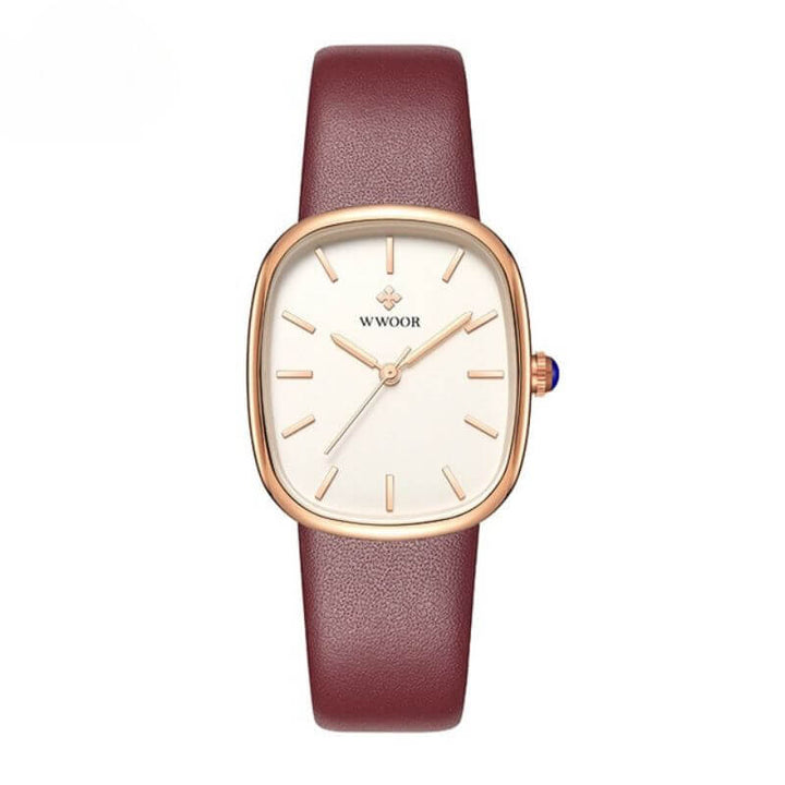 Elegant Kvartsur med Läderrem