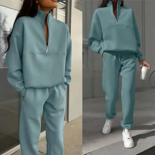 Avslappnat damset med sweatshirt och byxor - Mjuk och trendig