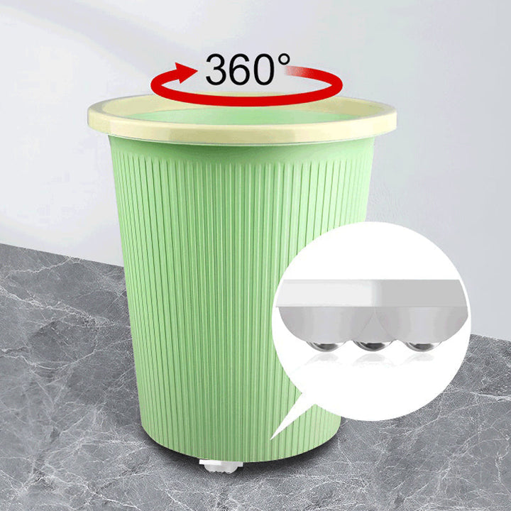 "360° roterande treklots hjul, elegant design i svart och vitt, för smidig manövrering av möbler och förvaring"