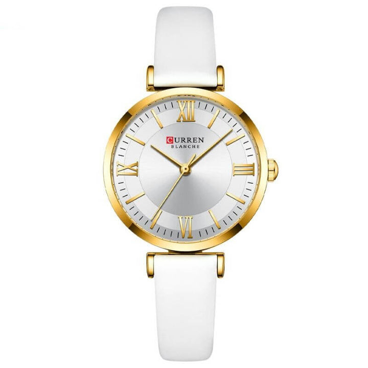 Elegant Vattentät Klocka med Läderarmband