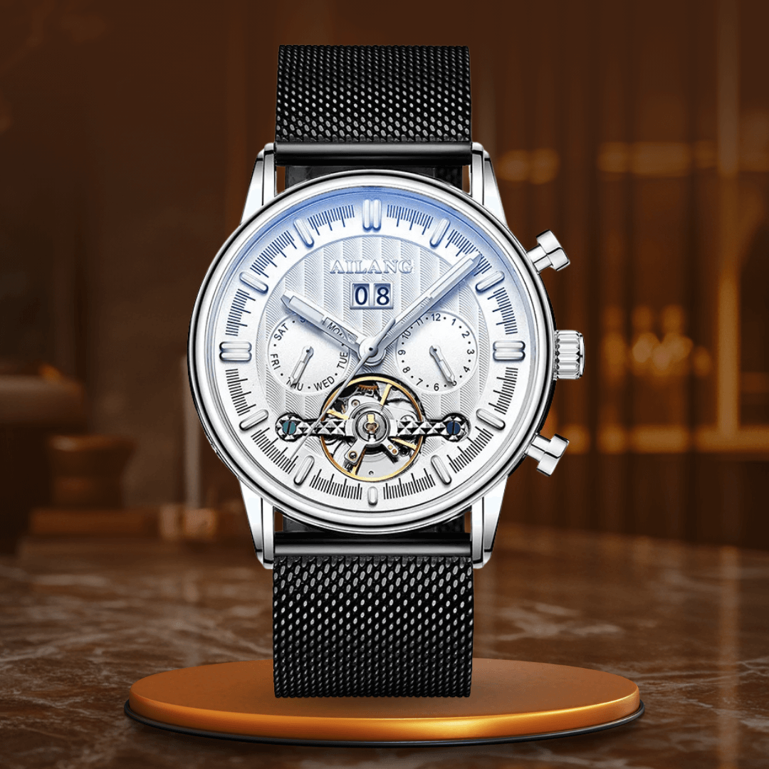 Elegant Tourbillon-klocka med läderrem