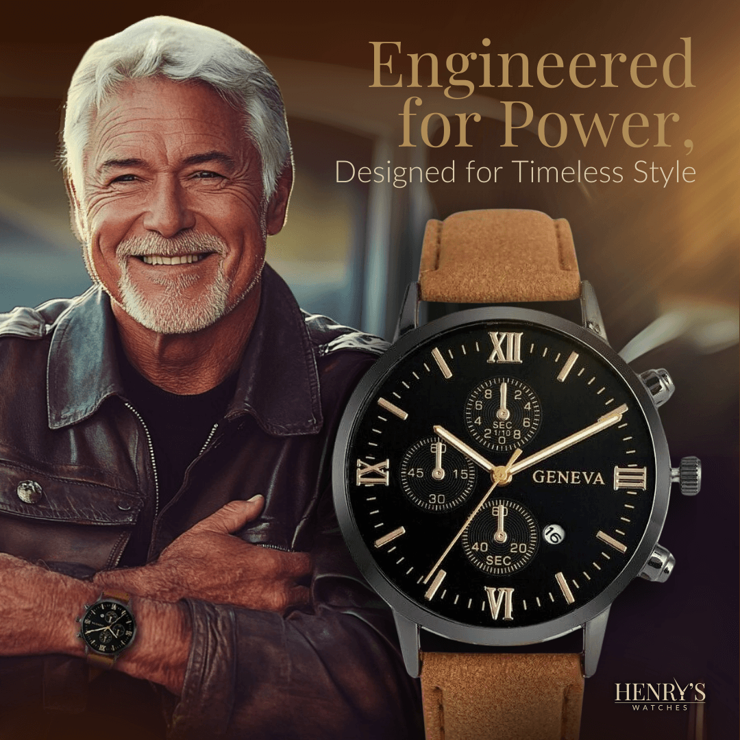 Elegant Analog Quartz Watch with Leather Strap