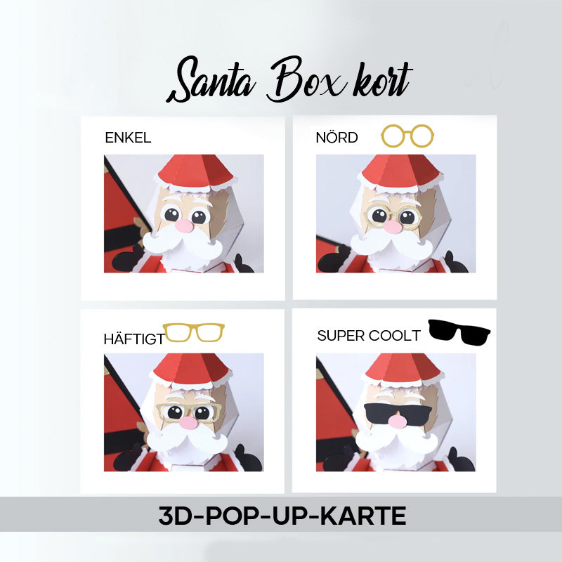 "3D-julklappsskämt med jultomte och popup-box, roliga julaccessoarer med jultomtemotiv för överraskande presenter."