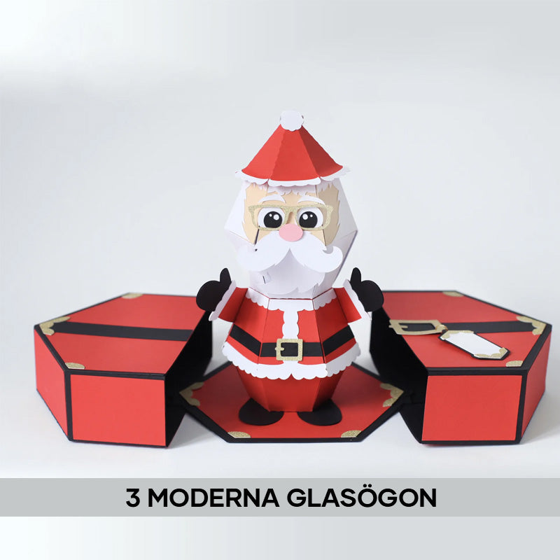 "3D-julklappsskämt med jultomte och popup-box, roliga julaccessoarer med jultomtemotiv för överraskande presenter."