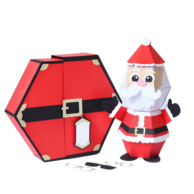 "3D-julklappsskämt med jultomte och popup-box, roliga julaccessoarer med jultomtemotiv för överraskande presenter."
