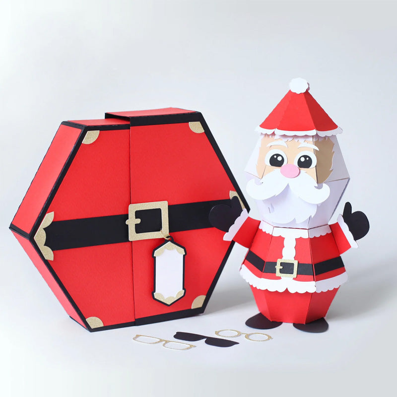 "3D-julklappsskämt med jultomte och popup-box, roliga julaccessoarer med jultomtemotiv för överraskande presenter."