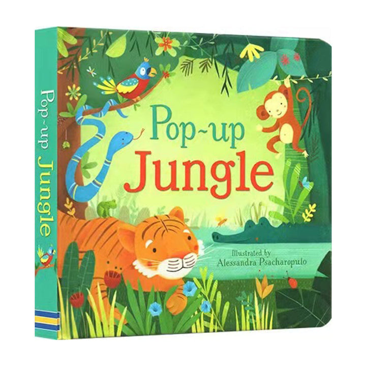 "3D-bilderbok Pop-up för barn, med färgglada sagoscener och fantasifulla pop-up-effekter, öppnas på en mysig läsning."