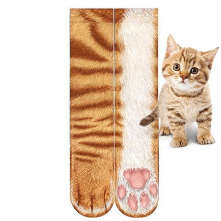 "3D djurtasssockor i mjukt polyester med roliga mönster, visar en elastisk och varm design för alla storlekar."