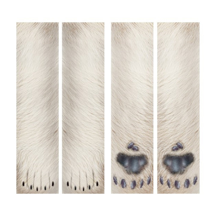 "3D djurtasssockor i mjukt polyester med roliga mönster, visar en elastisk och varm design för alla storlekar."