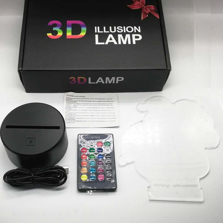 "3D illusionslampa med elefantdesign, ljus i akryl och multifärgad belysning, perfekt för inredning och dekoration."