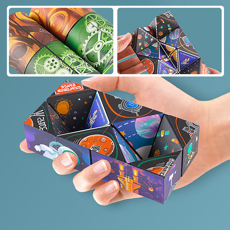 "3D Magic Cube med psykedeliska mönster i regnbågsfärger, perfekt för barn och vuxna, ger en sensorisk upplevelse."